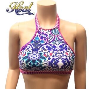 Heat Swimwear Crochet High Neck Halter Bikini Top